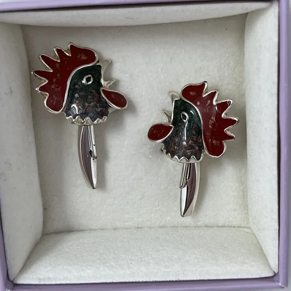 Rooster Cufflinks‎ 925 STERLING SILVER Fratelli Peruzzi Handcrafted in Italy